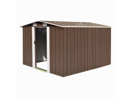 vidaXL Záhradná kôlňa 257x298x178 cm, kov, hnedá