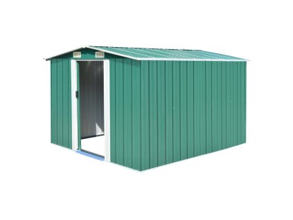 vidaXL Záhradná kôlňa 257x298x178 cm, kov, zelená
