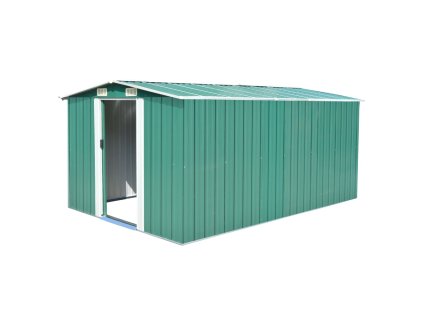 vidaXL Záhradná kôlňa 257x392x181 cm, kov, zelená