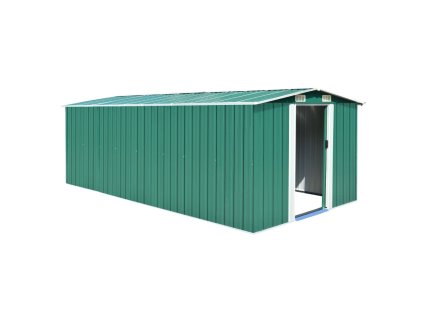 vidaXL Záhradná kôlňa 257x489x181 cm, kov, zelená