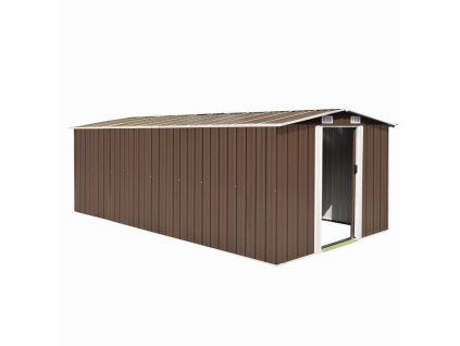 vidaXL Záhradná kôlňa 257x489x181 cm, kov, hnedá