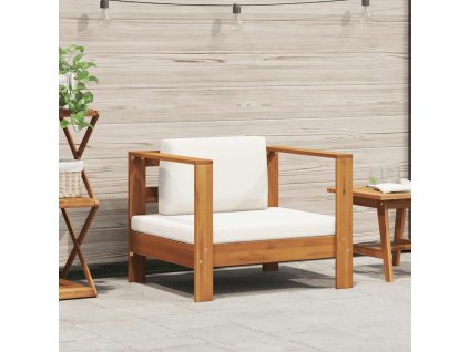 vidaXL Záhradná stolička s podložkou krémová akáciový masív