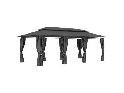 vidaXL Altánok so závesmi antracitový 600x298x270 cm