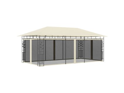 vidaXL Altánok so sieťou proti komárom krémový 6x3x2,73 m