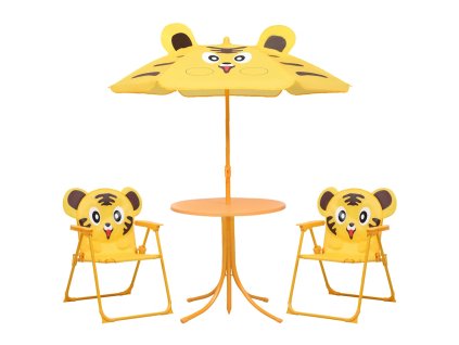 vidaXL 3-dielna detská záhradná bistro súprava so slnečníkom žltá