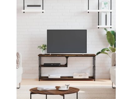 vidaXL TV skrinka dymový dub 103x38x46,5 cm kompozitné drevo a oceľ