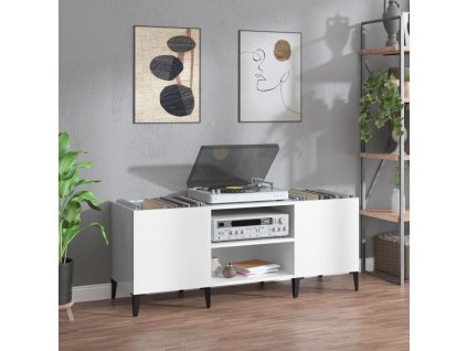 vidaXL Skrinka na platne lesklá biela 121x38x48 cm kompozitné drevo