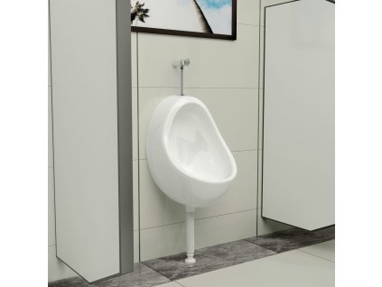 vidaXL Závesný pisoár so splachovacím ventilom keramický biely