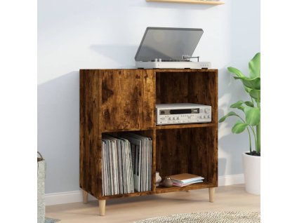 vidaXL Skrinka na platne dymový dub 84,5x38x89 cm kompozitné drevo