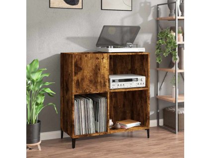 vidaXL Skrinka na platne dymový dub 84,5x38x48 cm kompozitné drevo