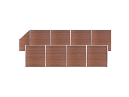 vidaXL Plotová sada WPC 8 štvorcových + 1 šikmý diel hnedá 1484x186 cm