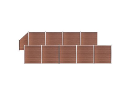 vidaXL WPC plot 9 štvorcových + 1 zošikmený diel 1657x186 cm hnedý