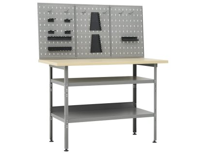 vidaXL Pracovný stôl s tromi nástennými panelmi