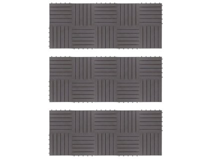 vidaXL Podlahové dlaždice 30 ks, sivé ošúchané 30x30cm, akáciový masív