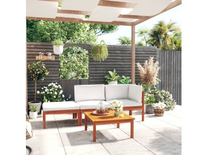 vidaXL 4-dielna záhradná súprava s vankúšmi krémová 63x63 cm