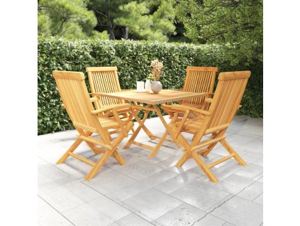 vidaXL 5-dielna záhradná jedálenská súprava teakový masív