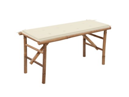 vidaXL Skladacia záhradná lavička s podložkou 118 cm bambus