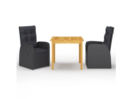 vidaXL 3-dielna záhradná jedálenská súprava čierna