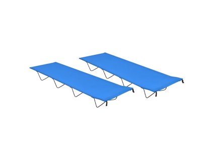 vidaXL Kempingové ležadlá 2 ks 180x60x19 cm, látka oxford, oceľ, modré