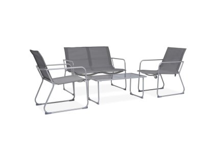 vidaXL 4-dielna záhradná sedacia súprava látka a oceľ sivá