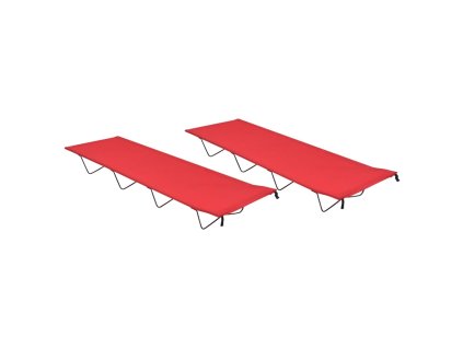 vidaXL Kempingové ležadlá 2ks 180x60x19cm, látka oxford, oceľ, červené