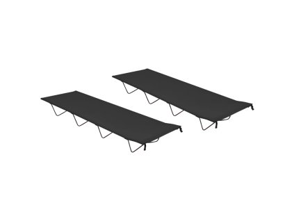 vidaXL Kempingové ležadlá 2ks 180x60x19 cm, látka oxford, oceľ, čierne