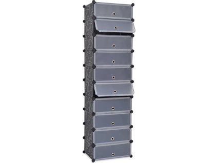 vidaXL Botník s 10 priehradkami s dvierkami, čierny