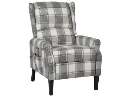 vidaXL Sklápacie masážne kreslo, bielo sivé, látka