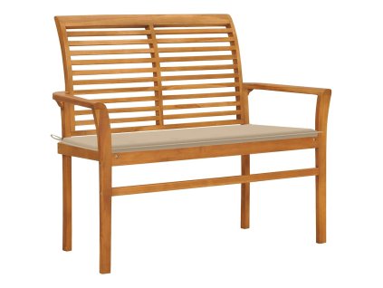 vidaXL Záhradná lavička a béžová podložka 112 cm teakový masív