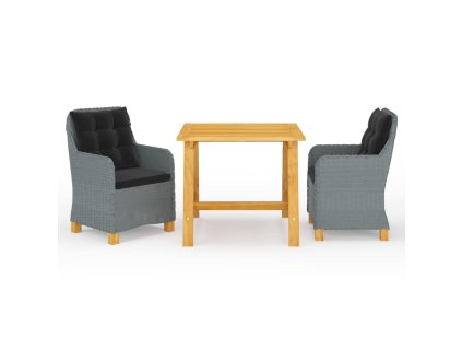 vidaXL 3-dielna záhradná jedálenská súprava bledosivá