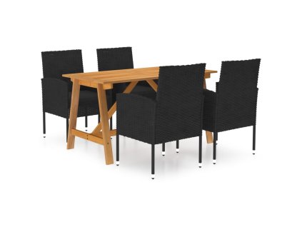 vidaXL 5-dielna záhradná jedálenská súprava čierna