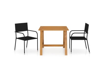 vidaXL 3-dielna záhradná jedálenská súprava čierna