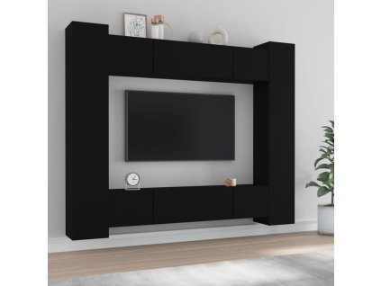 vidaXL 8-dielna súprava TV skriniek čierna spracované drevo