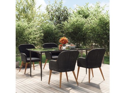vidaXL 5-dielna záhradná jedálenská súprava s poduškami čierna