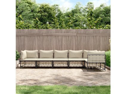 vidaXL 6-dielna záhradná sedacia sada s vankúšmi antracitová polyratan