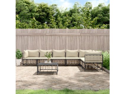 vidaXL 8-dielna záhradná sedacia sada s vankúšmi antracitová polyratan