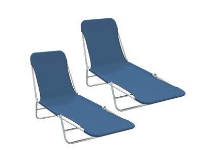 vidaXL Skladacie záhradné ležadlá 2 ks, oceľ a látka, modré