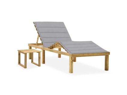 vidaXL Záhradné ležadlo so stolom a vankúšom impregnovaná borovica