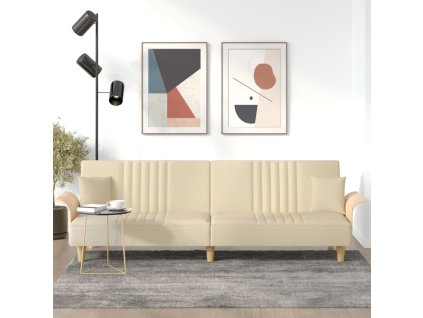 vidaXL Rozkladacia pohovka s opierkami na ruky krémová látka