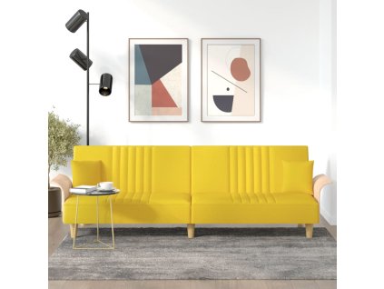 vidaXL Rozkladacia pohovka s opierkami na ruky bledožltá látka