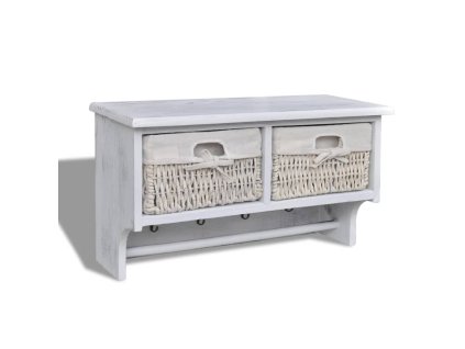 vidaXL Nástenná polica, biela 60x23,5x33 cm, drevo paulovnie