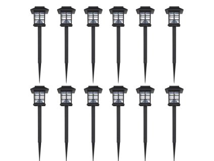 Solárna LED lampa, sada 12 ks s bodcom, 8,6 x 8,6 x 38 cm
