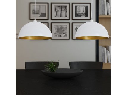 vidaXL Stropná lampa 2 ks, nastaviteľná výška, pologuľa, biela