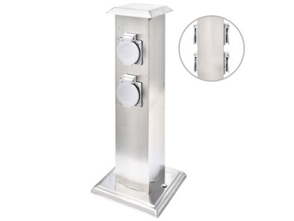 Záhradný stĺpik z nerezovej ocele so 4 zásuvkami