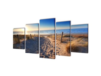 Sada obrazov na stenu, motív Piesočnatá pláž 200 x 100 cm
