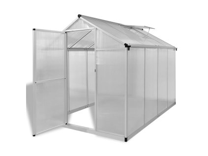 vidaXL Spevnený hliníkový skleník s podkladovým rámom 4,6 m²