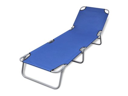 vidaXL Skladacie ležadlo, práškovaná oceľ, modré