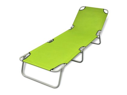 vidaXL Skladacie ležadlo, práškovaná oceľ, jablkovo zelené