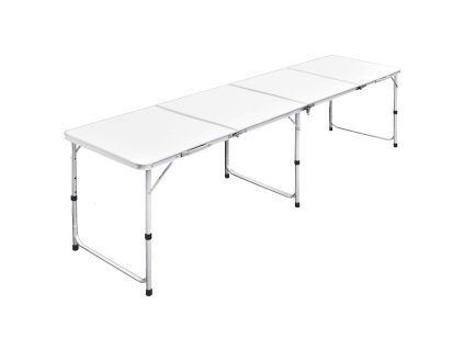 Skladací výškovo nastaviteľný kempingový stôl, 240 x 60 cm, hliníkový