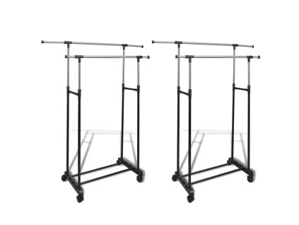 vidaXL Nastaviteľný vešiak na oblečenie 2 ks 2 závesné koľajnice